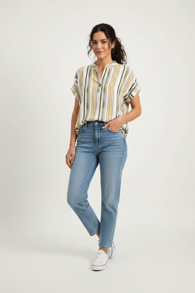 Short Sleeve Cotton/Linen Top