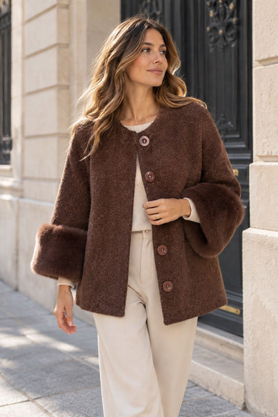 Fur/Trim Crop Cardigan