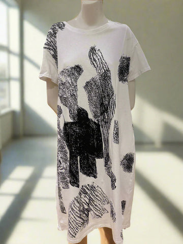 Short Sleeve Print Dress