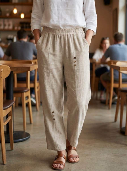 Linen/Cotton Mix Pants - Italian