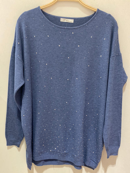Stud Front Wool/Mix Sweater