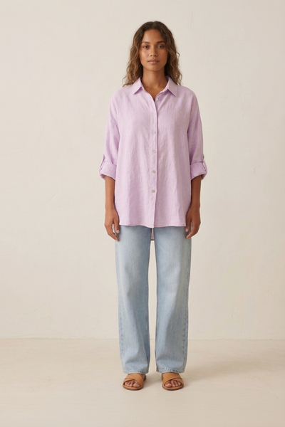 Long Button Front Linen Shirt