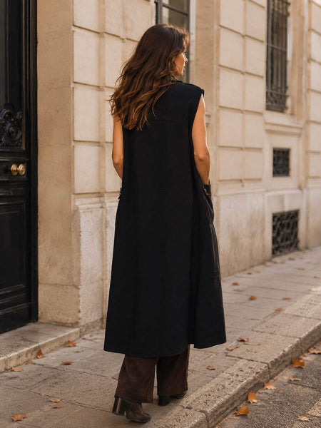 Long Open Front Knit Vest