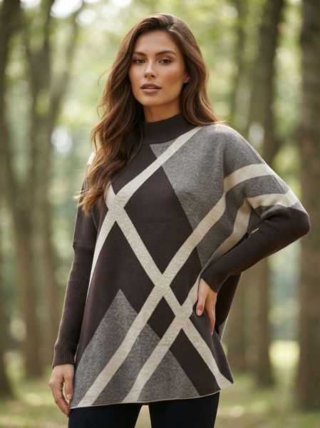 Geometric Print Sweater Tunic