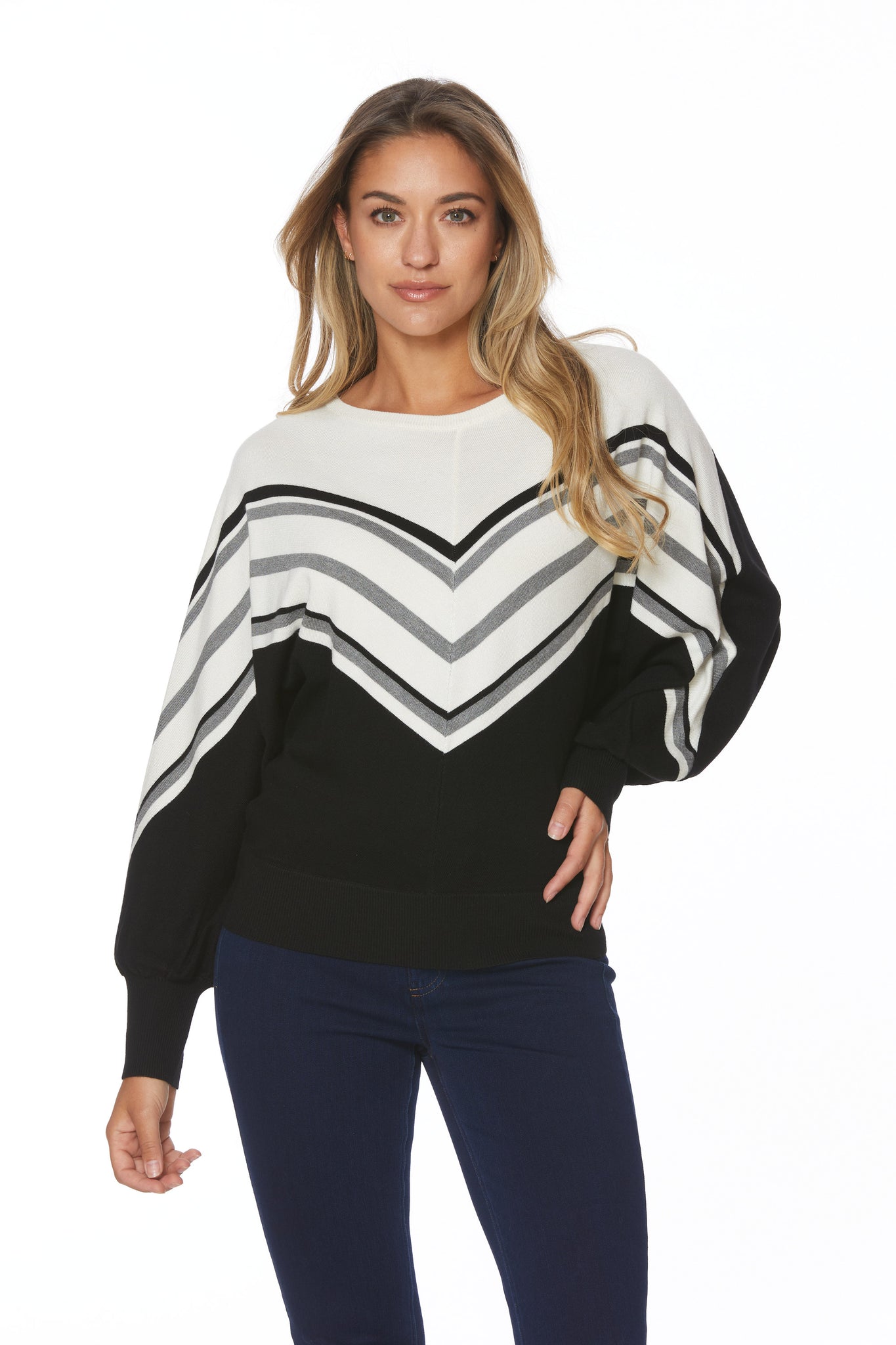 Stripe Dolman Sleeve Sweater