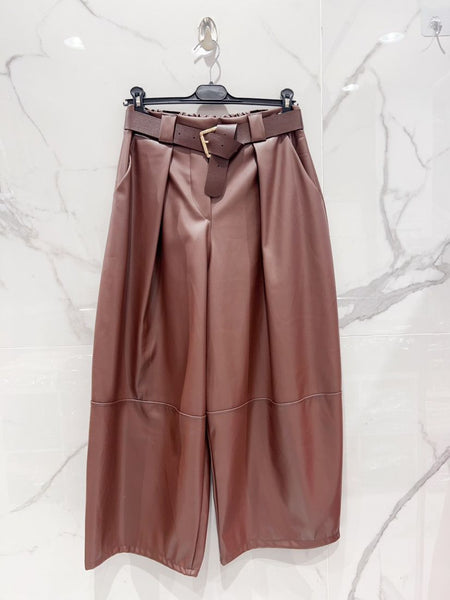 Belted Vegan Leather Gaucho