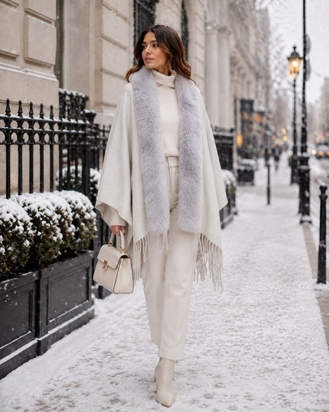 Scarf With Faux Fur Trim
