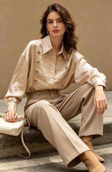 Military Style Satin Shirt