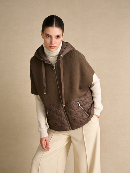 Zipper Front Vest With Hoodie