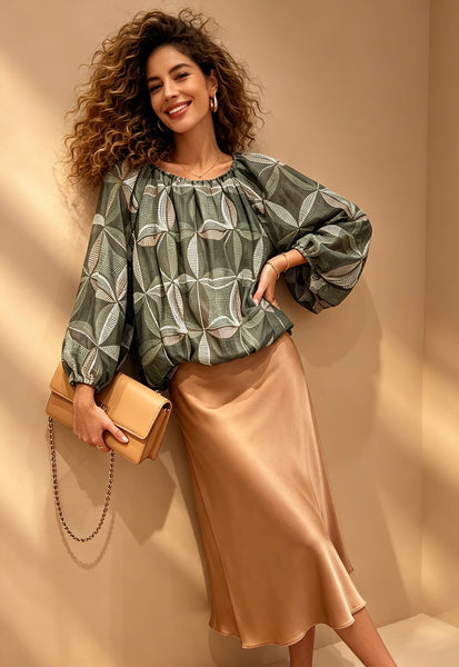 Long Sleeve Print Blouse