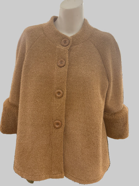 Fur/Trim Crop Cardigan