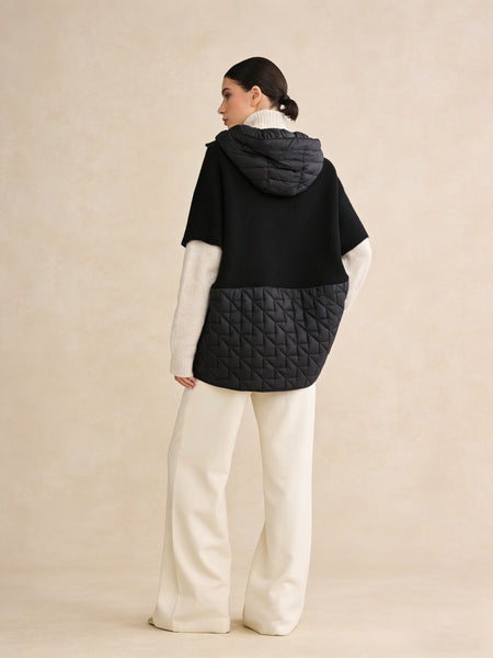 Zipper Front Vest With Hoodie