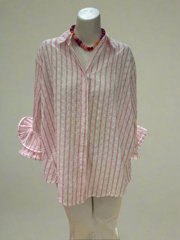 Detail Sleeve Stripe Blouse