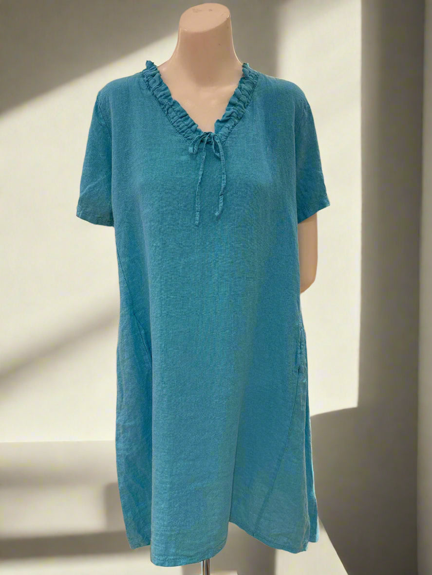 Short Sleeve Linen Dress