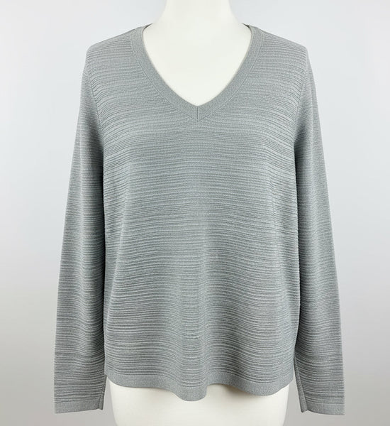 Long Sleeve V-Neck Lurex Sweater