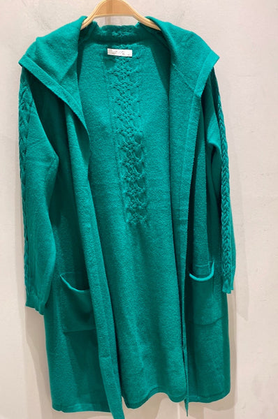 Open Front Hooded Cardigan