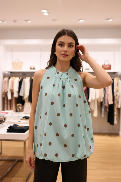 Sleeveless Polka Dot Cotton Top