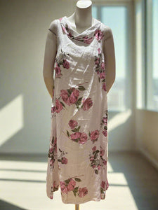 Long Floral Linen Dress - Italian