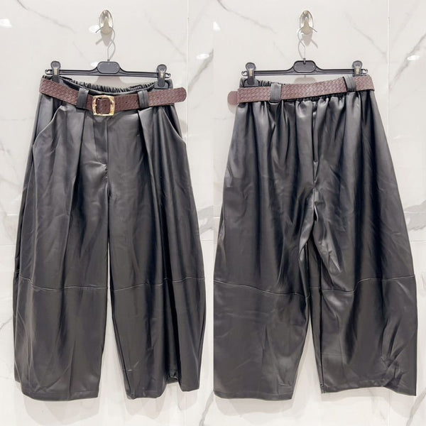 Belted Vegan Leather Gaucho