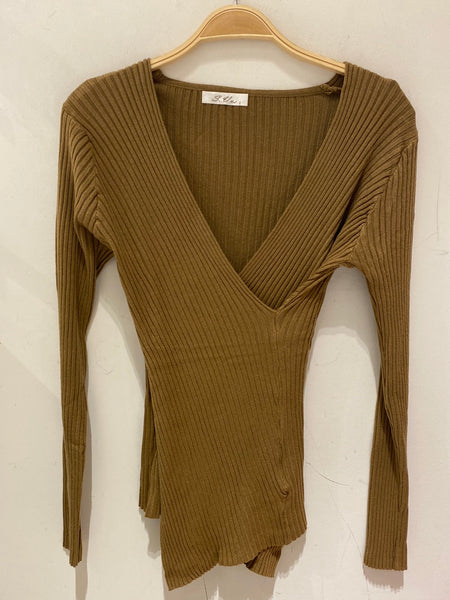Cross-Over Wool Mixed Sweater