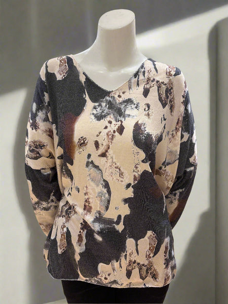 Long Sleeve Print Sweater