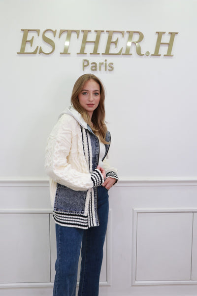 Sweater Jacket With Jean Detail