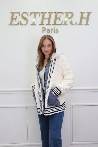 Sweater Jacket With Jean Detail