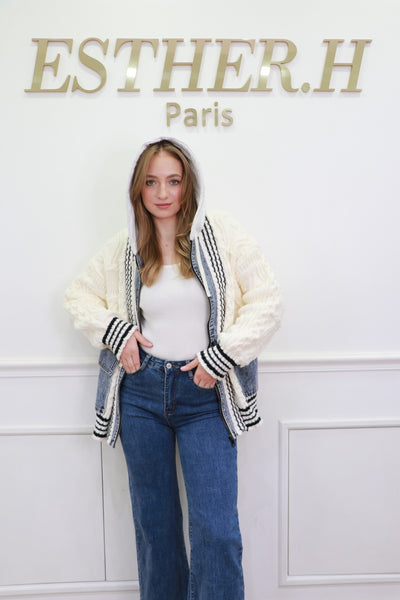 Sweater Jacket With Jean Detail