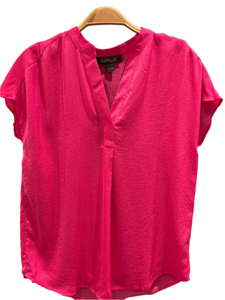 Cap Sleeve Pleat Front Blouse