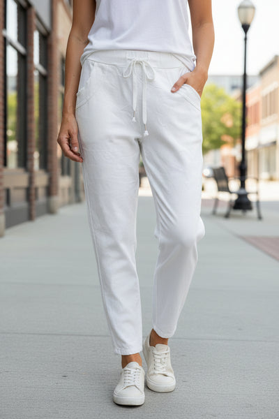 Draw String Waist Side Trim Pants