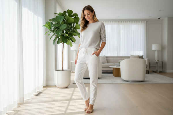 Draw String Waist Side Trim Pants