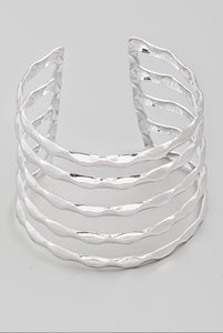 Hammered Multi Strand Cuff Bracelet