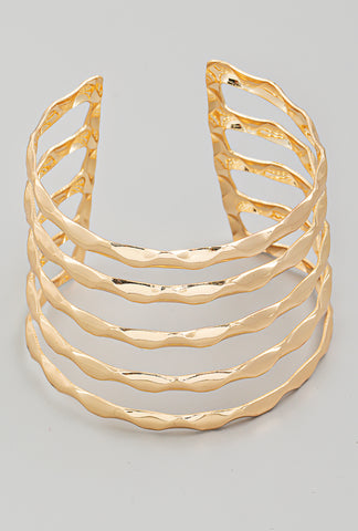 Hammered Multi Strand Cuff Bracelet