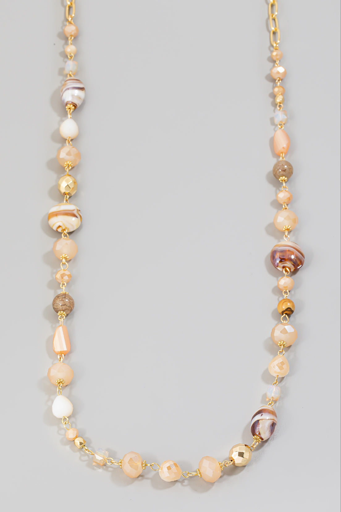 Mixed Beaded Long Chain Necklace