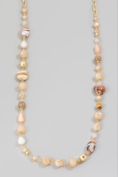Mixed Beaded Long Chain Necklace