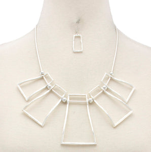 Rectangle Metal Statement Necklace Set