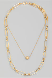 Layered Oval Cutout Chain Link Necklace
