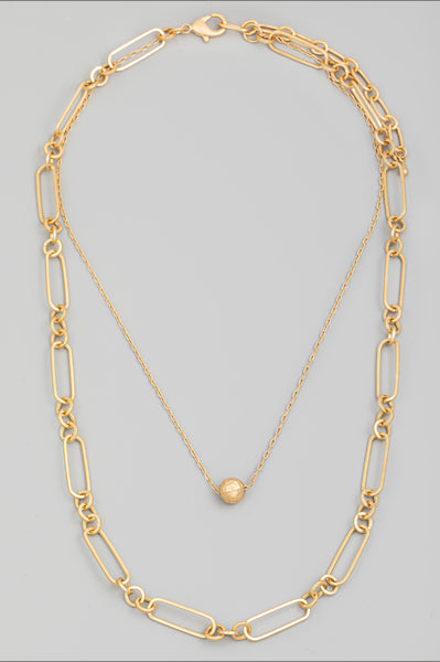 Layered Oval Cutout Chain Link Necklace