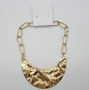 Hammered Metal Bib Necklace Set