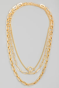 Layered Triple Chain Link Necklace