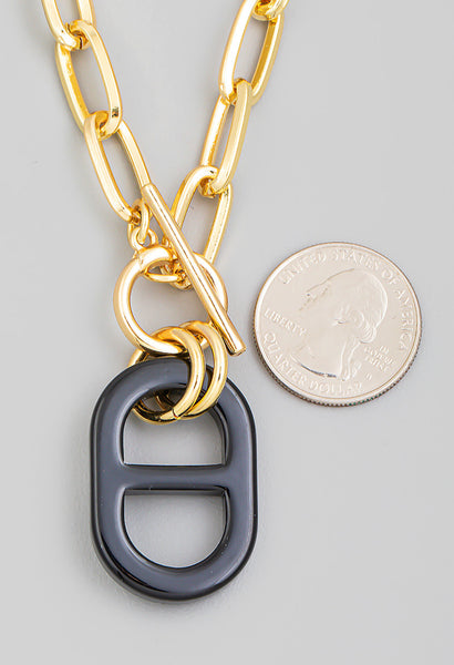 Toggle Chain Link Mariner Tab Necklace
