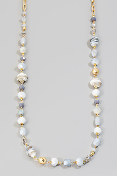Mixed Beaded Long Chain Necklace