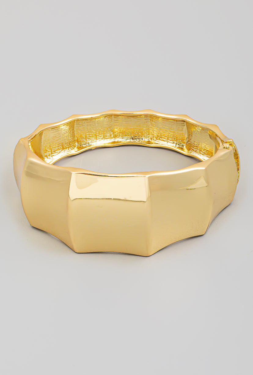 Metallic Bamboo Texture Bangle Bracelet