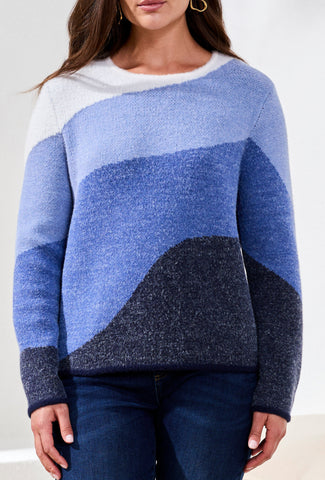 Fuzzy Double Crew Neck Sweater