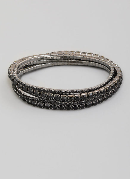 Five Row Rhinestone Stackable Bracelet Set
