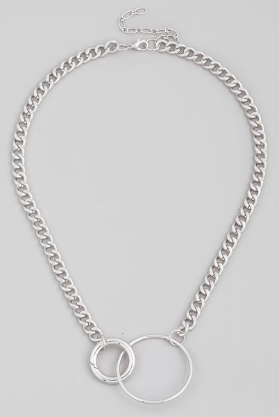 Chain Link Circle Pendant Necklace