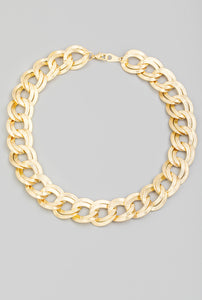 Double Metallic Bulky Chain Link Necklace