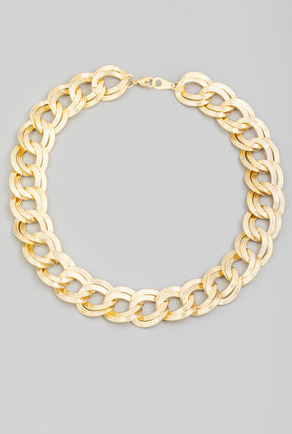 Double Metallic Bulky Chain Link Necklace