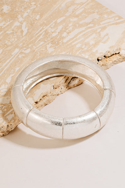Worn Metallic Elastic Bangle Bracelet