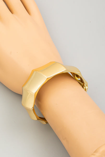Metallic Bamboo Texture Bangle Bracelet